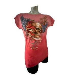 2016 Bike Week Tee Daytona Beach Florida Pink Ombre Great Shape Size L